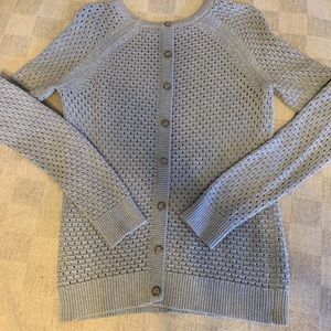 Grey Crochet Sweater w/ Button Detail